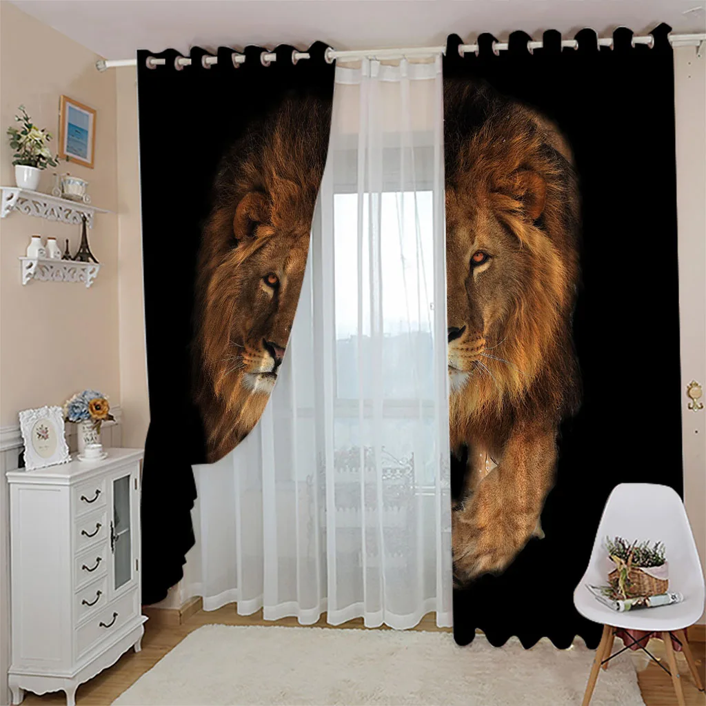 Индивидуальные шторы для окна животное лев 3D современные тонкие оконные из 2