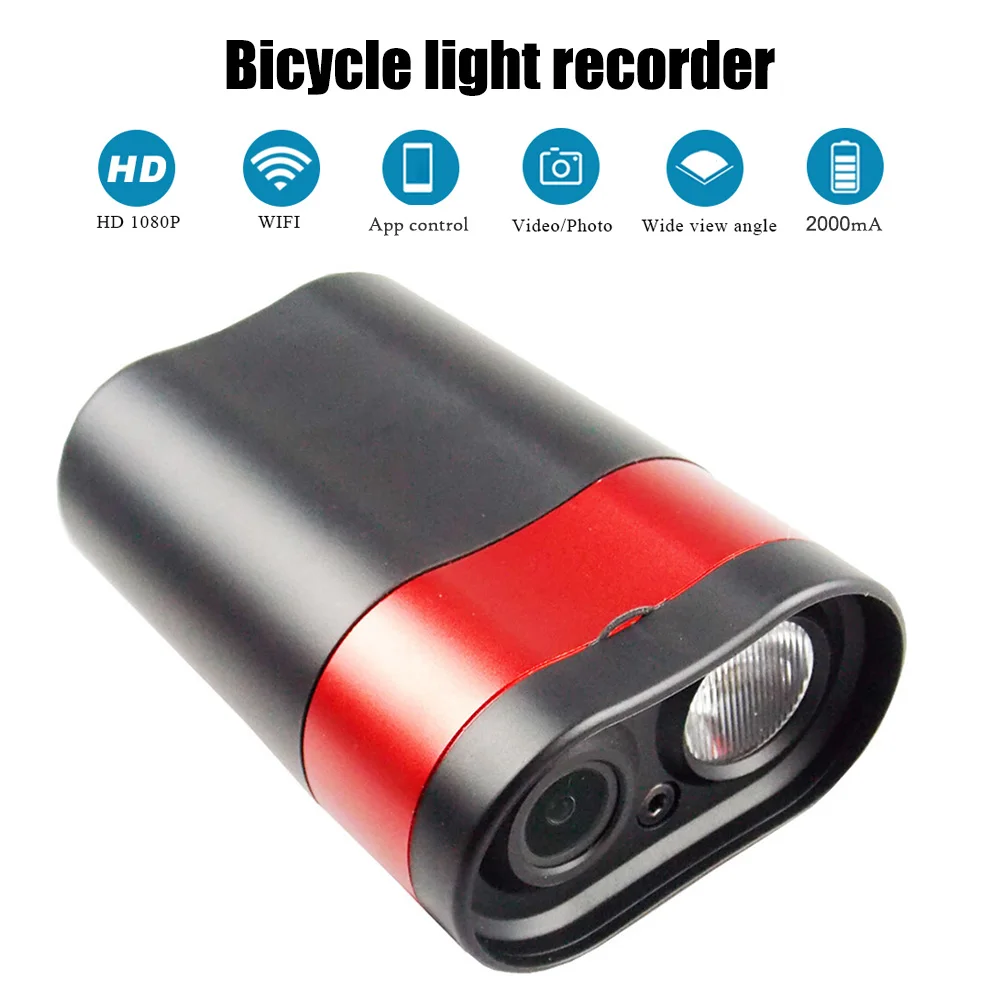 

BicycleRiding Recorder Cycling Headlight DVR Light Wifi Action Camera MTB Road Bike Front Light Sport Camera Outdoor Accessories