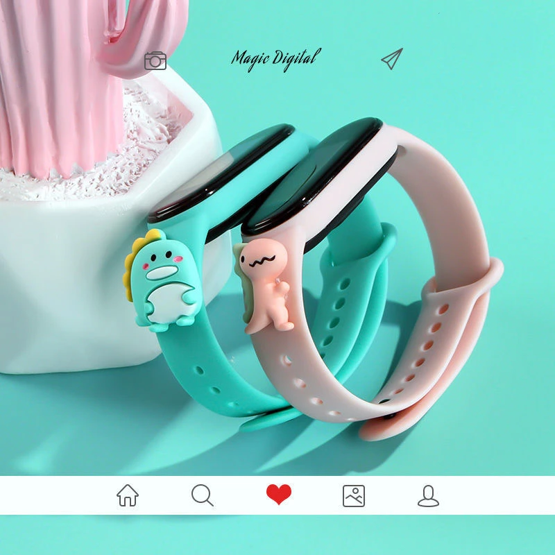 

For Mi Band 6 5 4 3 Strap Silicone Doll Cartoon Flower Xiaomiband 6 5 Replacement Watchband Bracelet Smart Sports Fitness Wrist