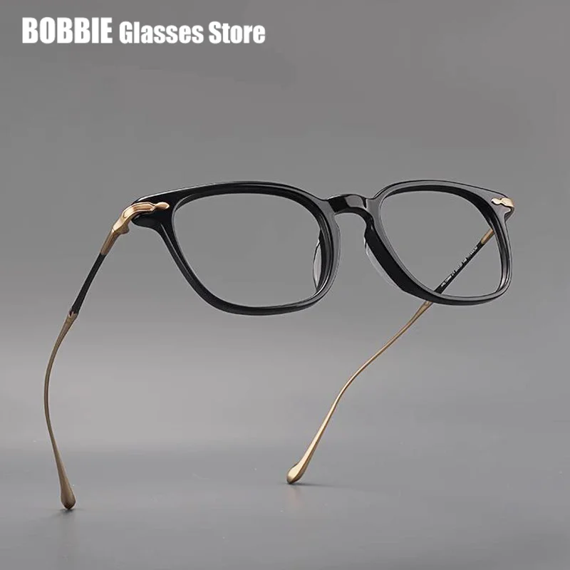 Японские ретро титановые ацетатные мужские и женские очки в оправе квадратные