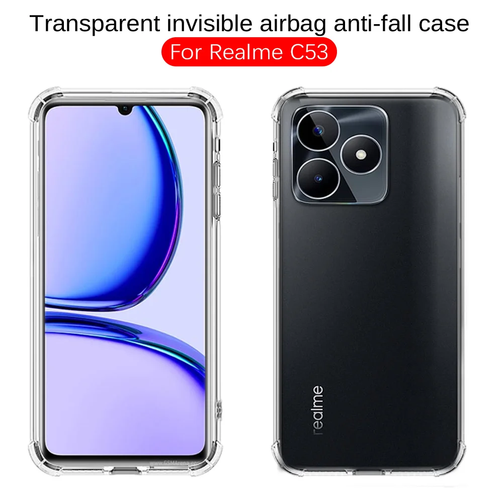 Прозрачный тонкий мягкий ударопрочный чехол из ТПУ для Realme C53 чехол, прозрачный силиконовый чехол-накладка Readme C53 Realmi C 53 53C RealmeC53 4G