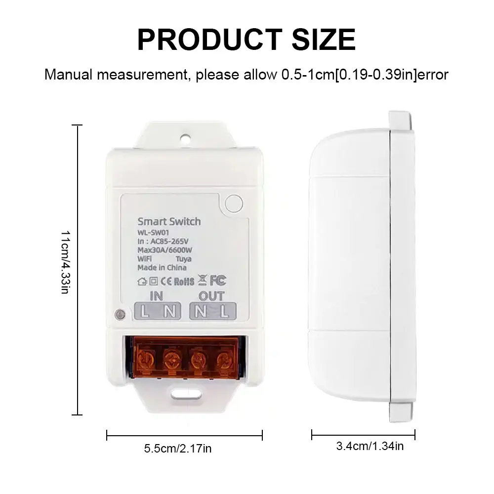 Фото Умный переключатель Tuya WIFI/ZIGBEE 30A 6600 Вт, релейный модуль Smart Life, беспроводной выключатель с дистанционным управлением, работа с Alexa №2