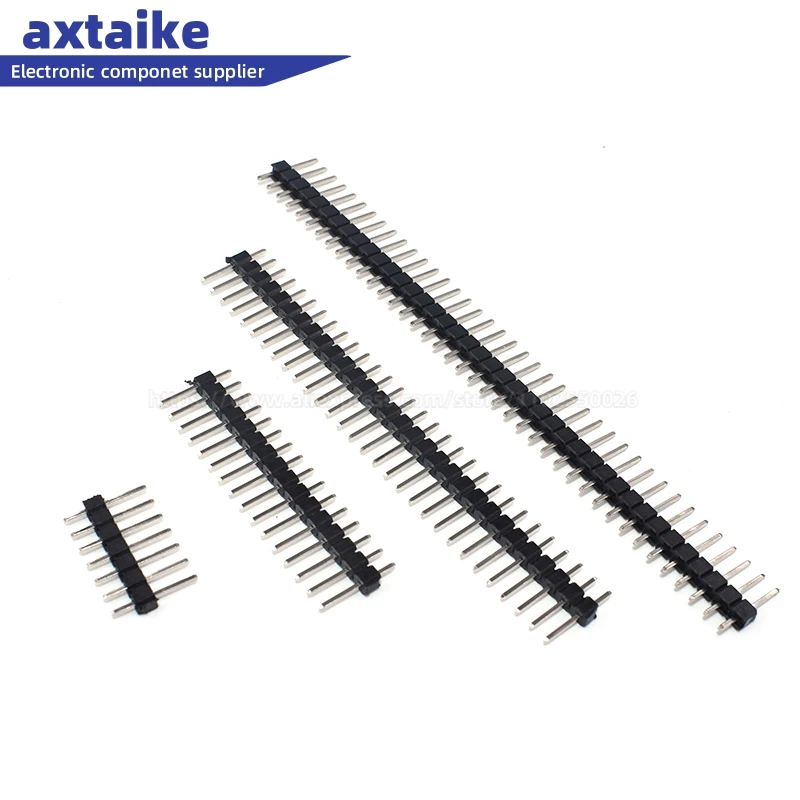 

50PCS 2-40P 2.54mm Single Row Male PCB Board Pin Header Connector Strip Pinheader 2p 3p 4p 5p 6p 7p 8p 9p 10p 12p 16p 20p 40Pin