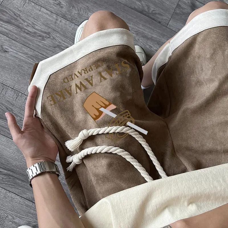 Мужские спортивные шорты летние тяжелые замшевые брюки большого размера 220 г