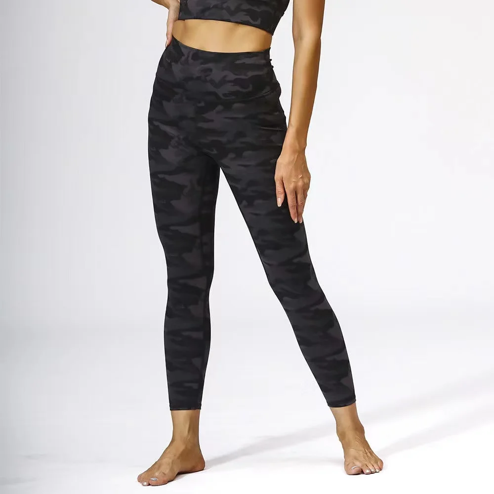 Lulu Camouflage Printed Leggings Women High Waist Hip Raising Naked Feeling Running Cycling Sports Workout Stretch Yoga Pants