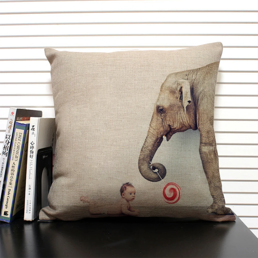 

Чехол для подушки HAAFKK, животные, лен, 45x45 см