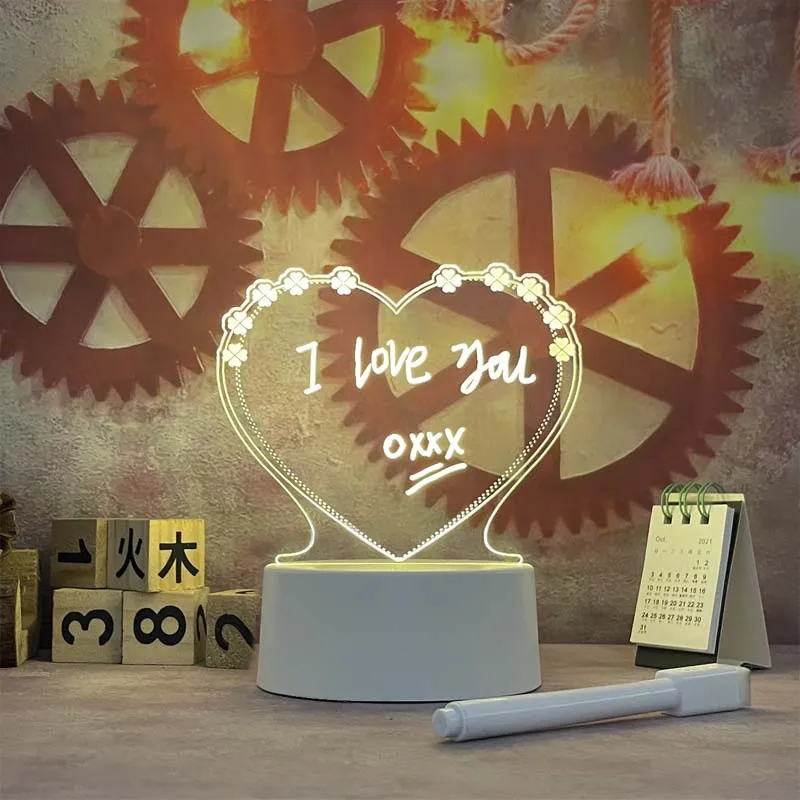 

Transparent Acrylic Note Board USB Desktop Luminous Board Message Board LED Night Light Memo Prompt Bedroom Sleep Table Lamp