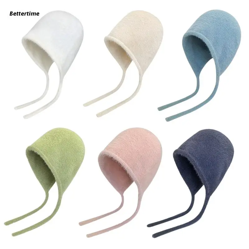 

B36D Пушистая Шапка для подростков ветрозащитная Складная вязаная зимняя шапка однотонная сохраняющая тепло ветрозащитная велосипедная шап...