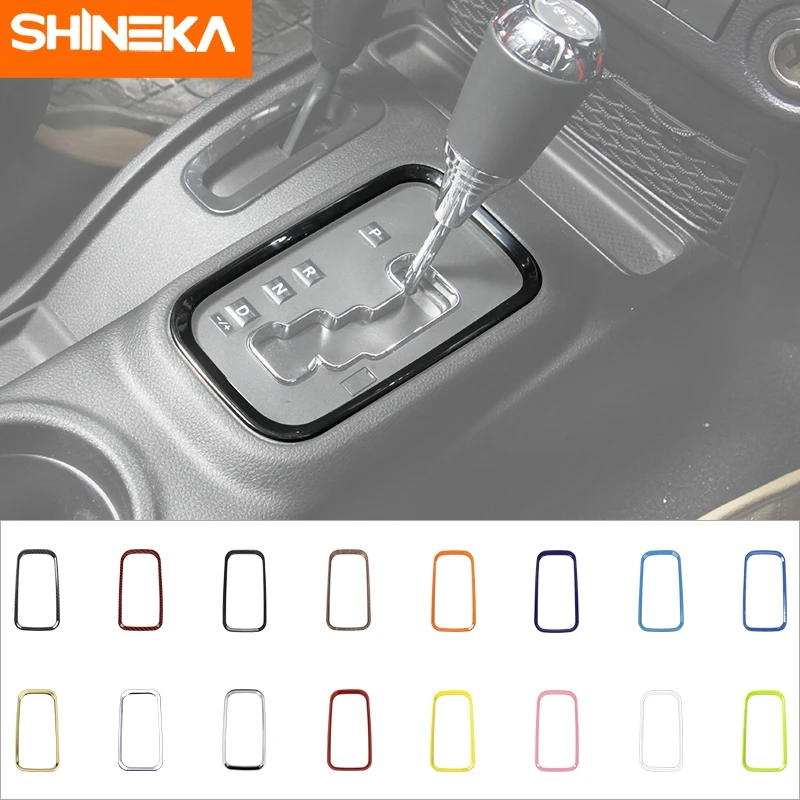 

SHINEKA ABS Car Gear Shift Panel Decoration Frame Cover Trim Decal Stickers For Jeep Wrangler JK 2011-2017 Interior Accessories