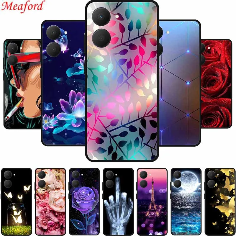 6 56 &quotдля Vivo Y28s 5G Y 28 s черная силиконовая Мягкая задняя крышка для чехол Y28