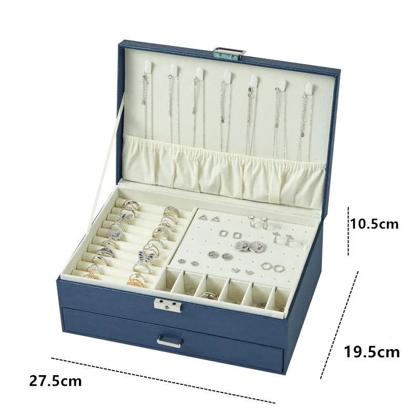 WEJEBOX New 2023 Exquisite Leather Jewelry Box for Women Travel Jewelry Organizer Necklace Earring Ring Storage Box gifts