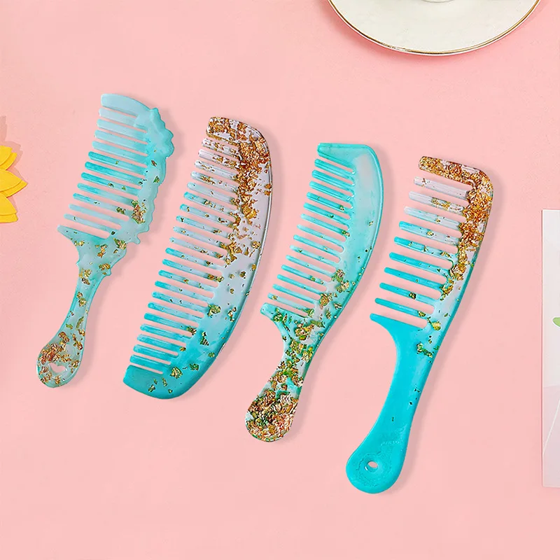 4 Pcs Comb Mold DIY Resin Epoxy Jewelry Making Crafting Polymer Silicone Mold Creative DIY Handicraft Comb Decoration Tool Gift