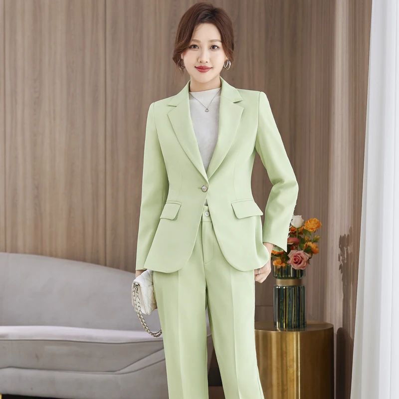 High Quality Autumn Winter Formal Ladies Blazer Women Business Suits with Sets Work Wear Office Uniform 4XL Size Pants Jacket