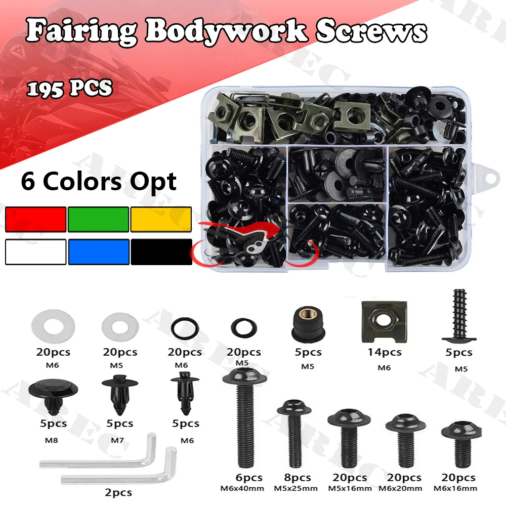 

Для Honda CRF1000L CRF1100L AFRICA TWIN CRF 1000L 1100L ST1100 PAN EUROPEAN ST1300 Болты обтекателя мотоцикла Комплект винтов Гайка Зажимы