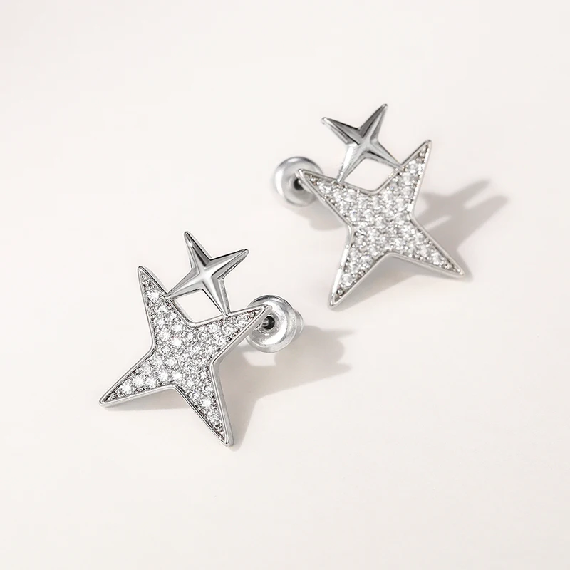 

2022 New Fashion Big and Small Stat Stud Earrings for Women Inlaid Shiny CZ Stone Modern Girl's Earrings Nice Gift Chic Jewelry