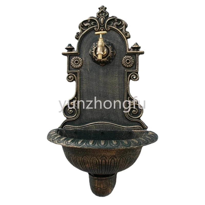 

Antique Gold Cast Iron Wall Mounted Hand Sink Farm House Home Garden Decor Heavy Metal Wash Stand Handmade Wall Decor Wash Basin