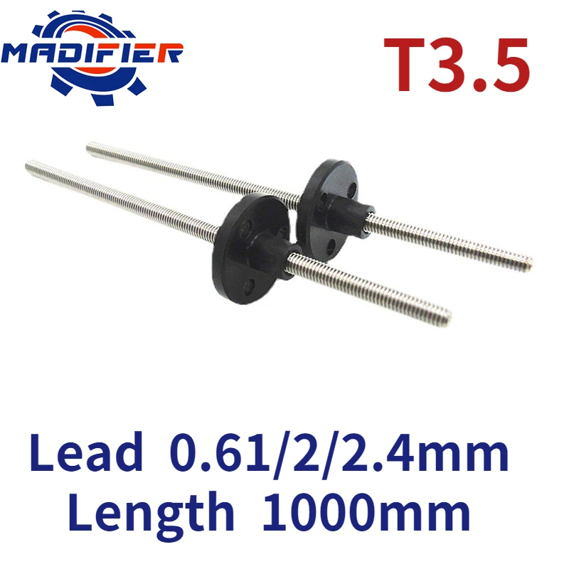 

T3.5 3,5 мм длина винта 1000 мм вывод 2,4 мм 0,61 мм 2 мм 304 нержавеющая сталь трапециевидная с гайкой POM