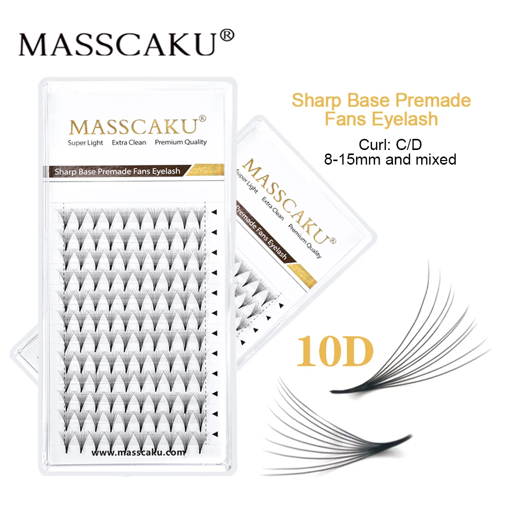 

MASSCAKU Premade Fan Lashes 3D 5D 6D 8D 10D 12D 16D 20D Volume Individual Short Stem Russia Eyelash Extension Makeup Supplies