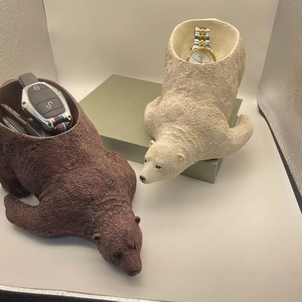 

Fashion Polar Bear Craft Polar Bear Shape Ornamental Bedroom Polar Bear Craft Resin Storage Holder Household Supplies