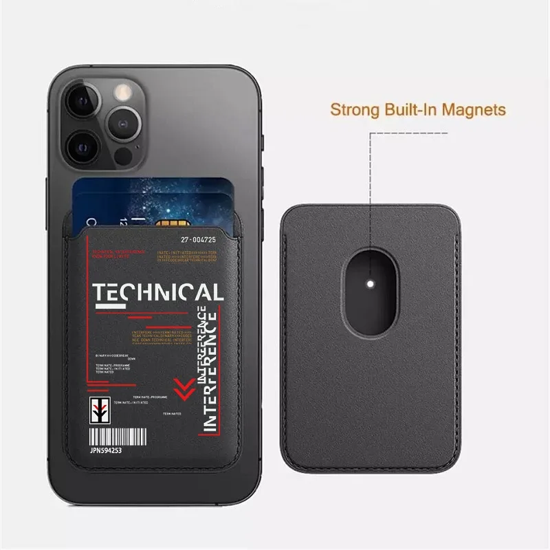 

Fashion Off barcode brand PU Leather Card Holder For Magsafe Magnetic Card Bag Wallet Case For iPhone 13 14 SNEAKERS white label