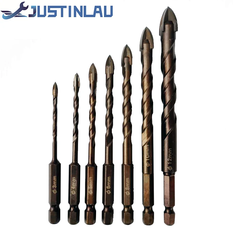 JUSTINLAN Drill Bit Tiling Cement Multi Purpose Ceramic Wall Glass Cement Hole Opener Stone Blue Cutter Nail Metal Drill 3-12mm