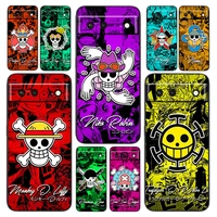 anime one piece pirate logo phone case for google pixel 7 6 pro 6a 5a 5 4 4a xl 5g black silicone tpu cover