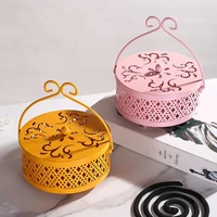 hollowed out storage mosquito repellent incense box with cover handle household repellent incense burner 4 colors