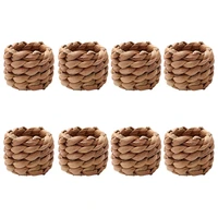 8pcs country style water woven napkin ring hand woven straw napkin ring farmhouse natural napkin buckle