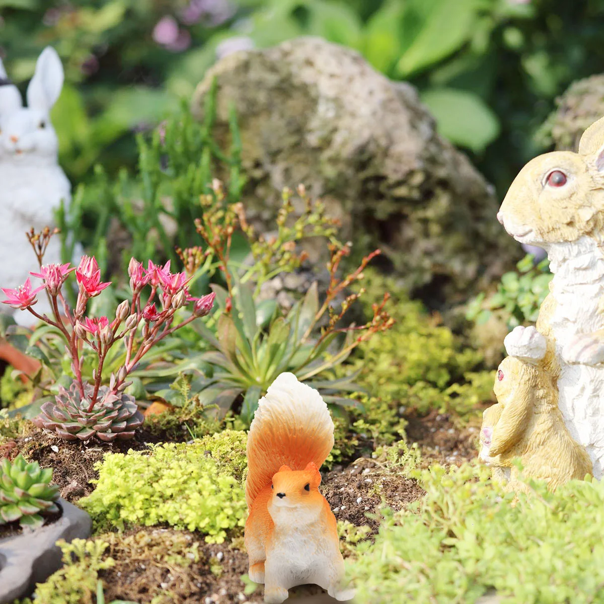 

Animal Christmas Squirrels Simulated Figurine Decoration Mini Landscape Flowerpot Tabletop Decor Ornament Table Centerpieces