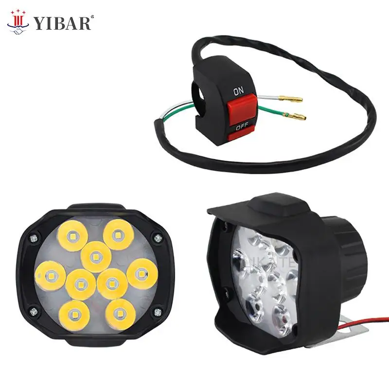 

Motorcycle Headlight 9 Beads Moto Led Lamps DC 9V-85V/12V 15W 1500LM With Switch