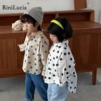 rinilucia springautumn fashion kids baby boys cotton shirt toddler girls dots print clothing children casual tops