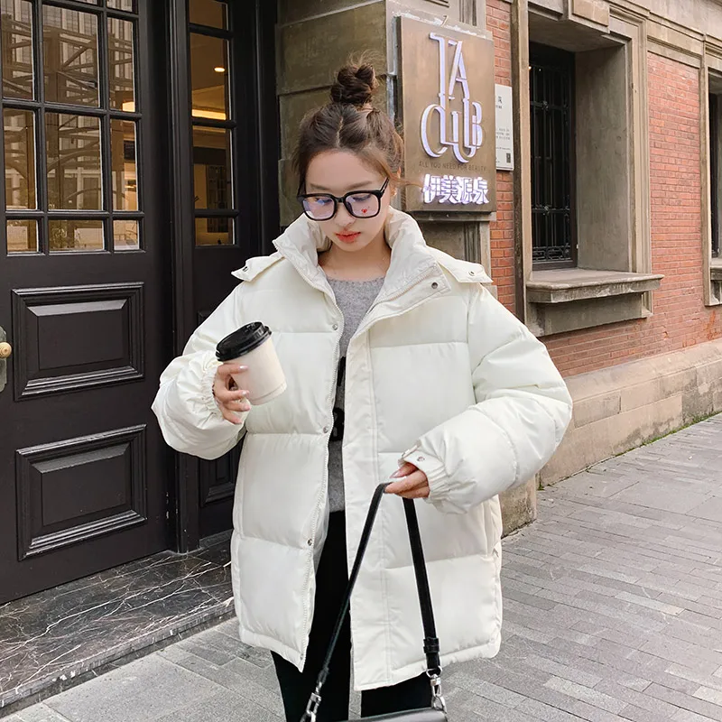 

Женская короткая парка с капюшоном, теплая Толстая свободная парка с воротником-стойкой и хлопковой подкладкой, верхняя одежда, новинка зимы 2023