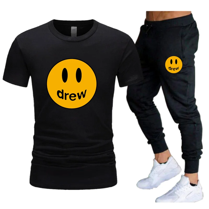 

Drew Summer brand men's short-sleeved workout t-shirt + men's jogging casual cotton sweatshirt men's sports shirt men's sets