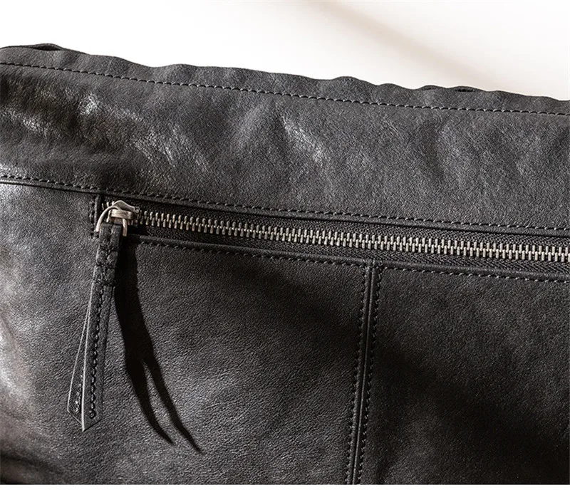 Simple luxury high quality genuine leather men's black shoulder bag outdoor travel natural first layer cowhide shoulder bag