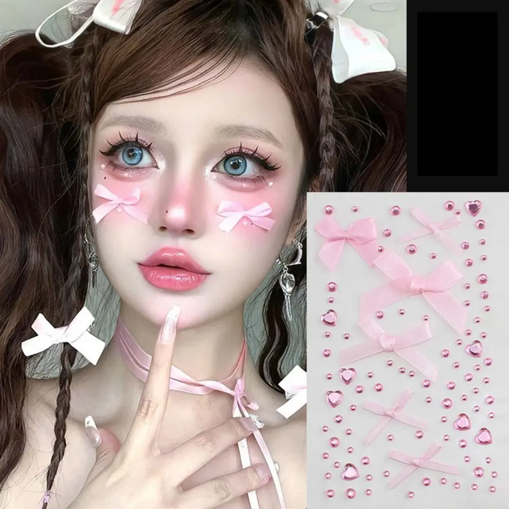 Водостойкая тату-наклейка с бантом бабочкой розовыми/красными глазами