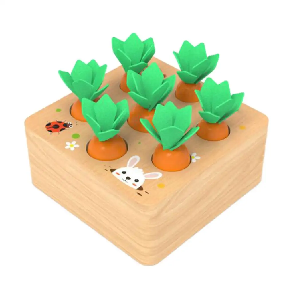 

Montessori Shape Size Sorting Carrot Puzzle, Kids Toddlers Preschool Education Toys, Training Hand-Eye Coordination