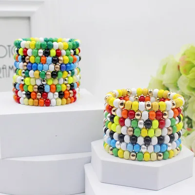 

Enamel Beads Macaron Color Fashion Women's Bracelet Bracelet Bohemian Candy Colorful Pastoral Style Yoga Charm Bracelet Jewelry