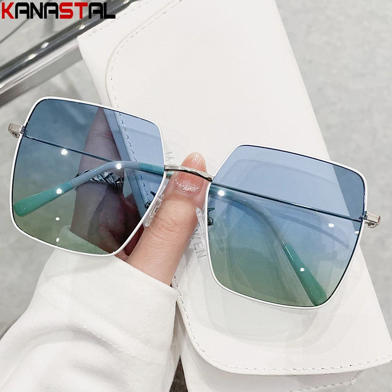 

Women's Polarized Sunglasses Metal Men Gradient Lens Sun Glasses Square Eyeglasses Frames Driving Outdoor Sports Shade Eyewear