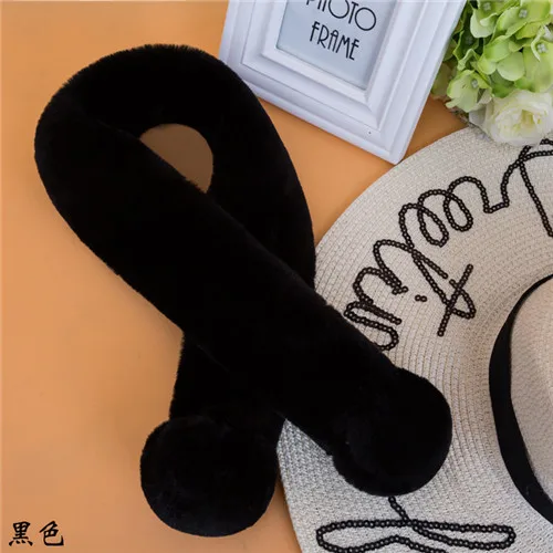 Воротник-шарф из искусственного кроличьего меха с помпоном 70 см * 9 Портативный