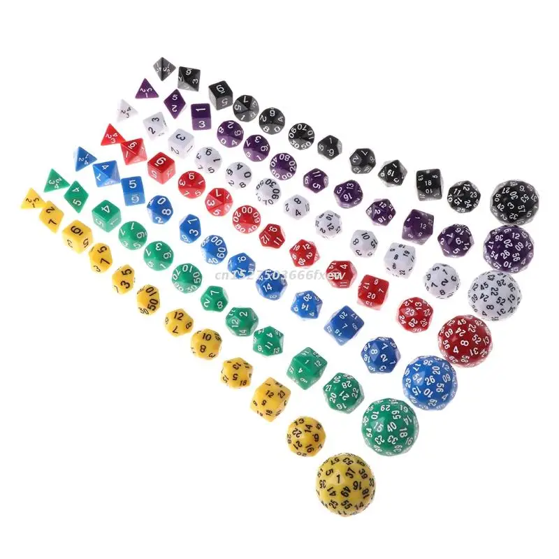 

12pcs/Set Multi-sided Polyhedral Dice D4 D6 D8 D10 D12 D20 D24 D30 D60 Dungeons