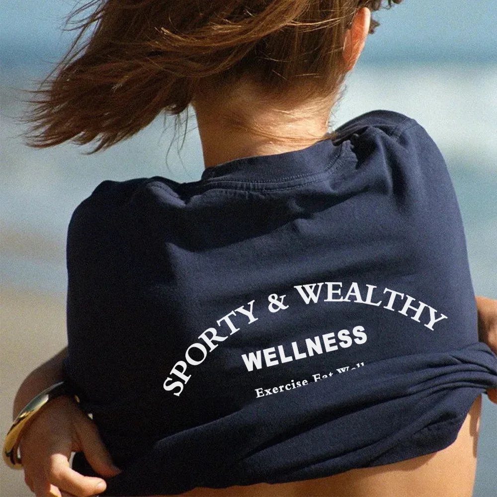 Женские винтажные футболки с надписью Stay Active свободные хлопковые топы коротким