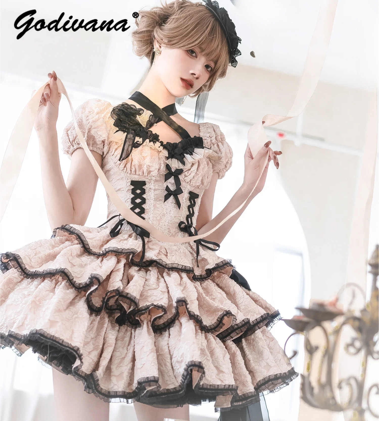 Оригинальное весенне-летнее платье в стиле &quotЛолита&quot женское приталенное