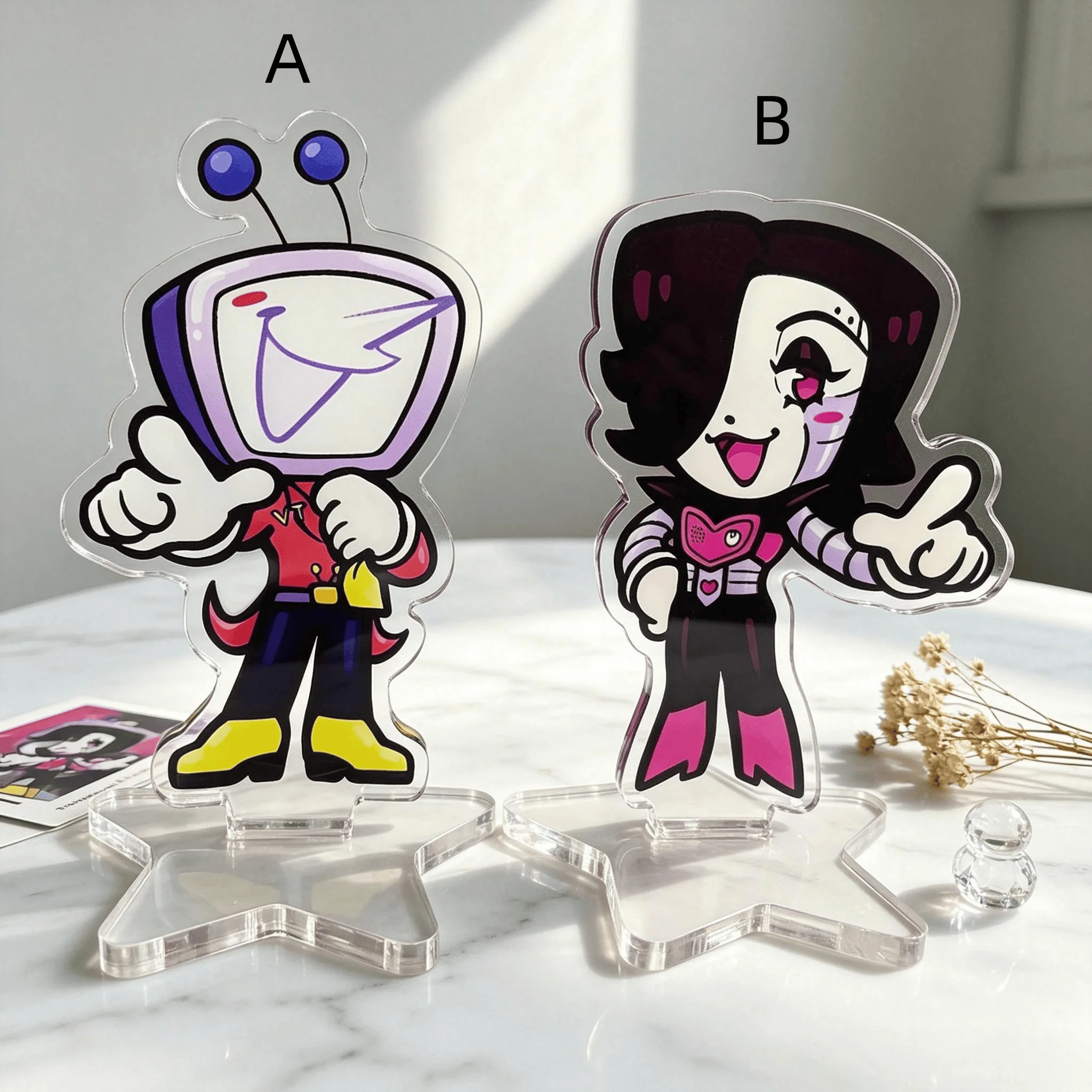 Фото Акриловые подставки с персонажами Chibi Mettaton и Tenna, аниме-аксессуары для рабочего стола, коллекционные фигурки Pops №2