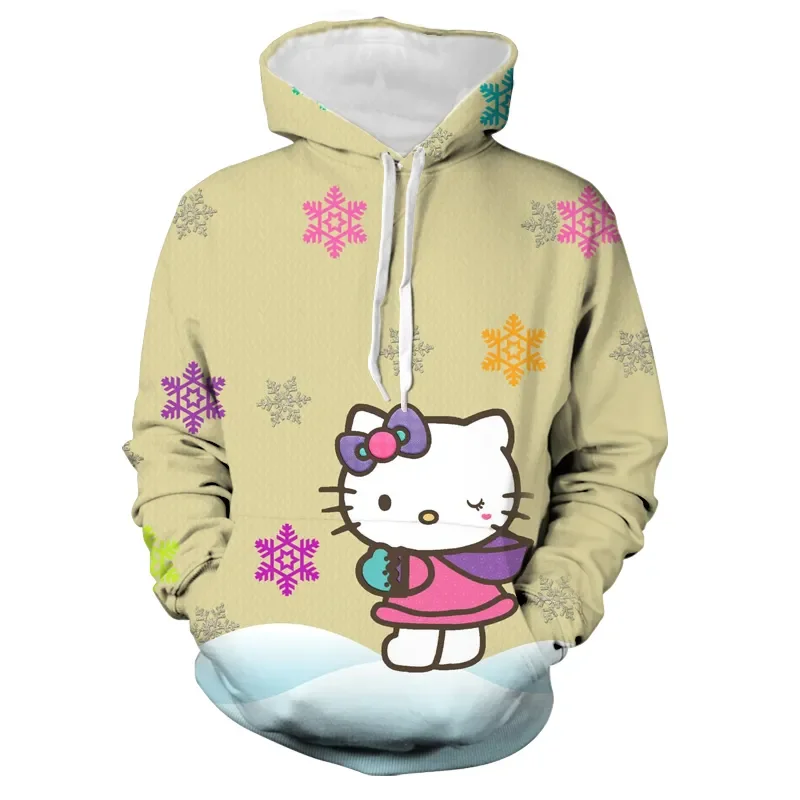 

2023 Spring and Autumn Hello Kitty Hoodie Ins Print Cute Japanese Casual Sweatshirt Women's Sweatshirt Loose Casual Street Fashi