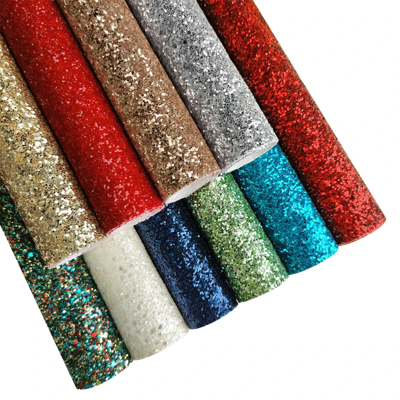 

30x135cm Faux Leather Sheets Chunky Glitter Fabric Shiny Gold Synthetic Faux Hairbow Fabric DIY Accessories Synthetic Leather