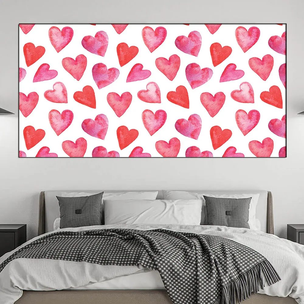 

Watercolor Art Colorful Love Hearts Canvas Painting Wall Picture Poster For Valentines Day Lving Room Home Decoration Cuadros