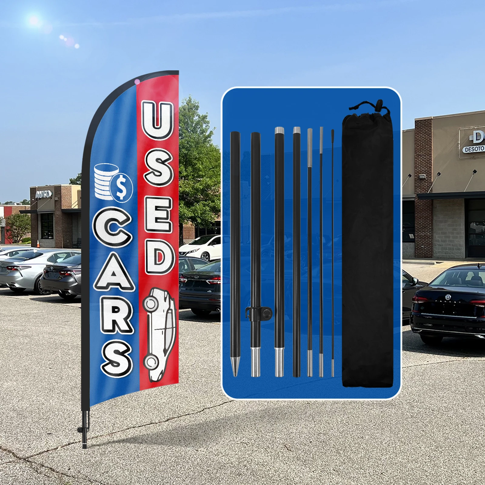 FSFLAG 1 шт. 280 см подержанные автомобили перьевой флаг с флагштоком рекламный