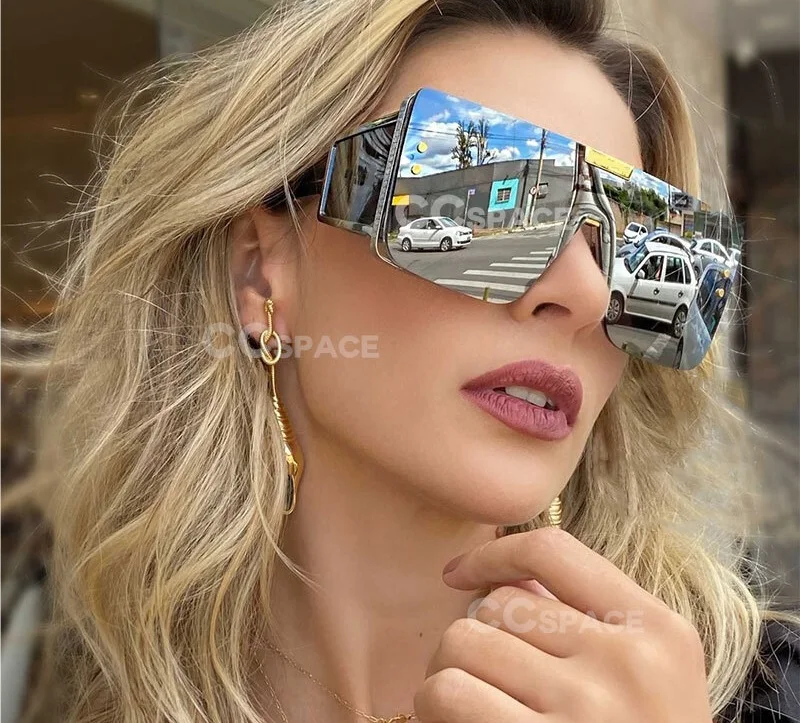 

Square Oversized One Lens Sunglasses Retro Men Women Fashion Shades UV400 Vintage Glasses