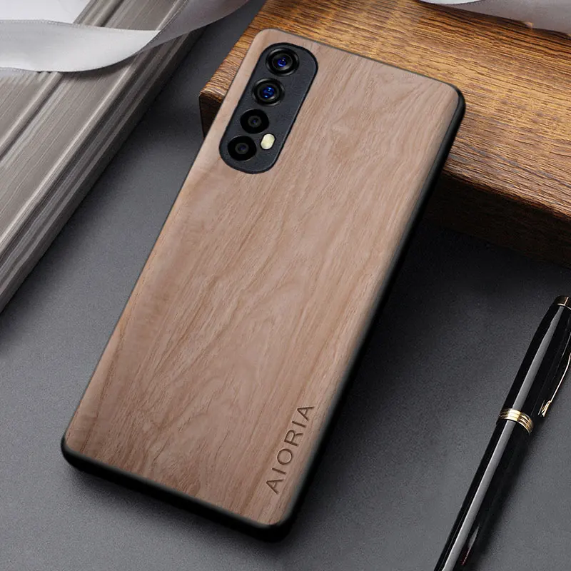 Case for Realme 7 6 Pro 6S 6i 5i 3 Pro coque simple design durable lightweight wooden pattern pu leather cover funda
