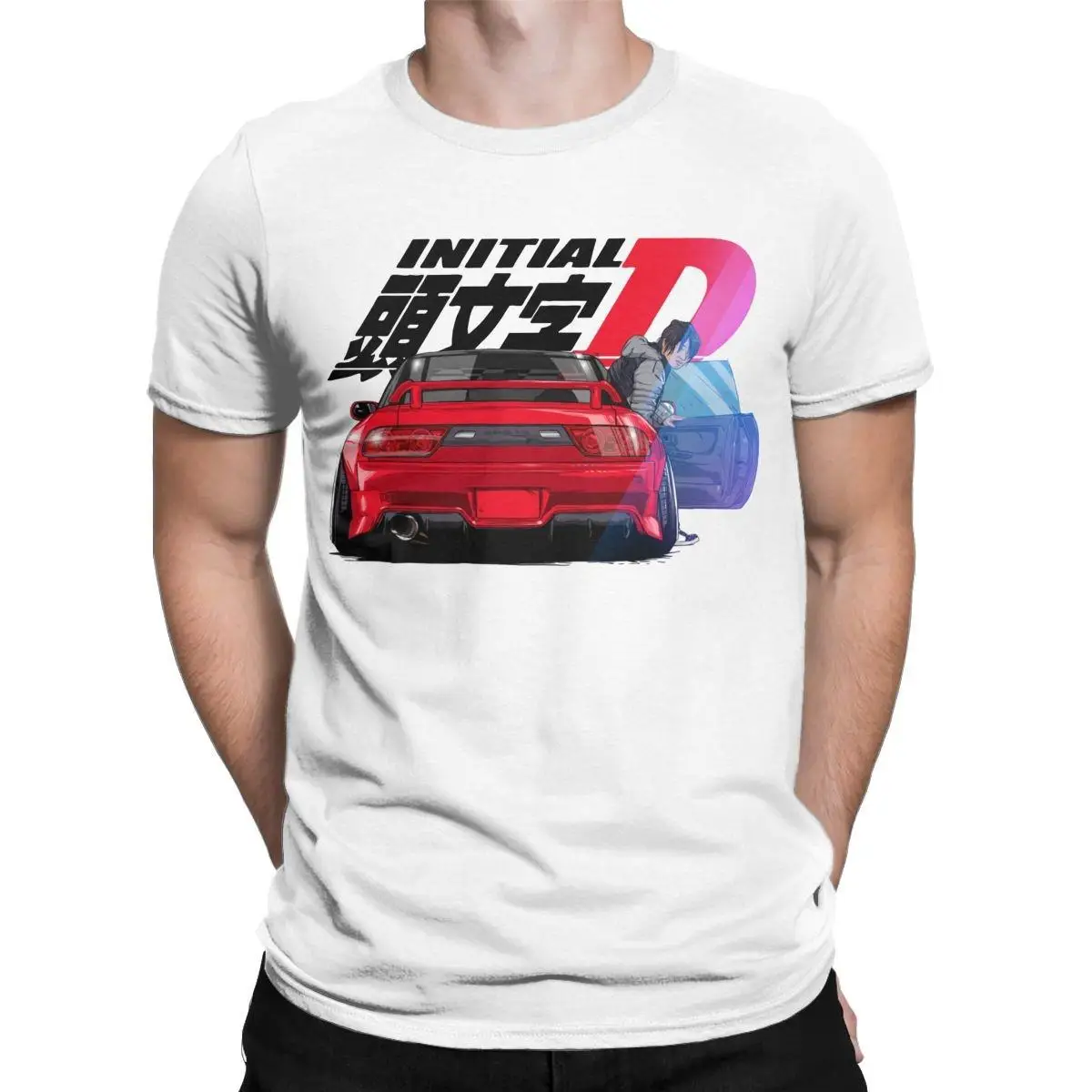

Футболка Initial D мужская оверсайз, винтажная тенниска из чистого хлопка с рисунком автомобиля и гоночного дрифта